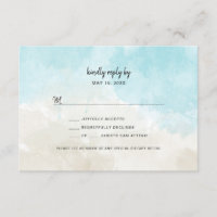 Watercolor Beach Wedding RSVP buffet card