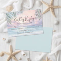 Watercolor Beach Wedding RSVP Reply Card