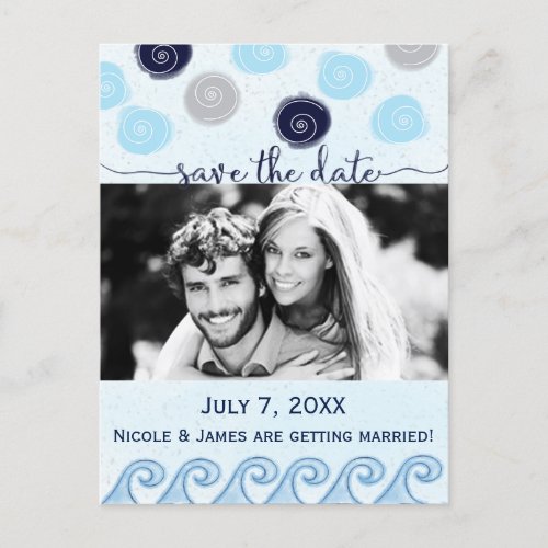 Watercolor Beach Wedding SAVE THE DATE Photo card