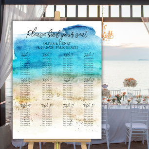 Watercolor Beach Wedding Seating Chart Foam Board