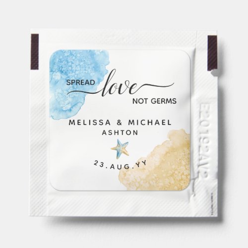 Watercolor Beach Wedding Spread Love Not Germs Hand Sanitizer Packet