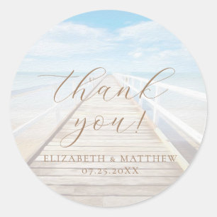 Watercolor Beach Wedding   Thank You Sticker