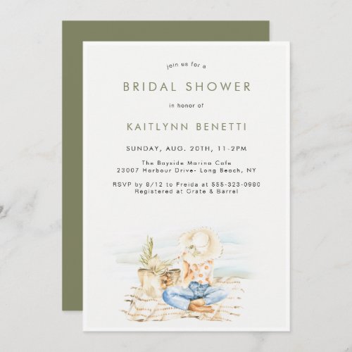 Watercolor Beachside Bridal Shower Invitation