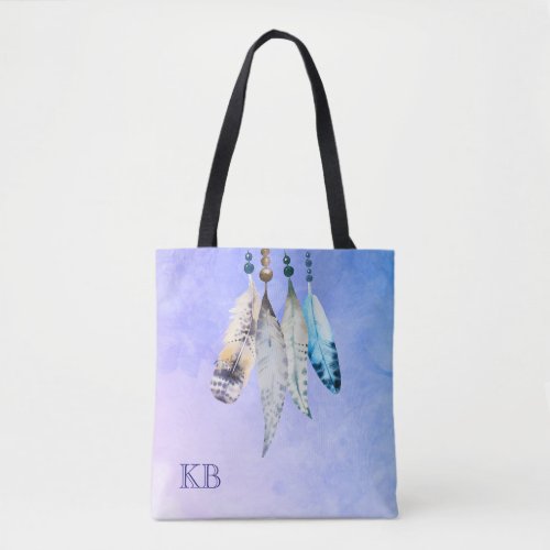 Watercolor Beads and Feathers Watercolor Design Tote Bag