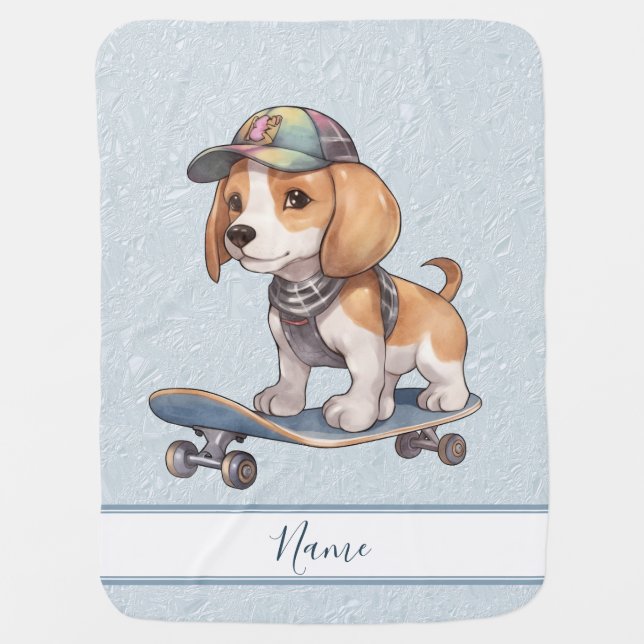 Watercolor Beagle Baby Blanket (Front)