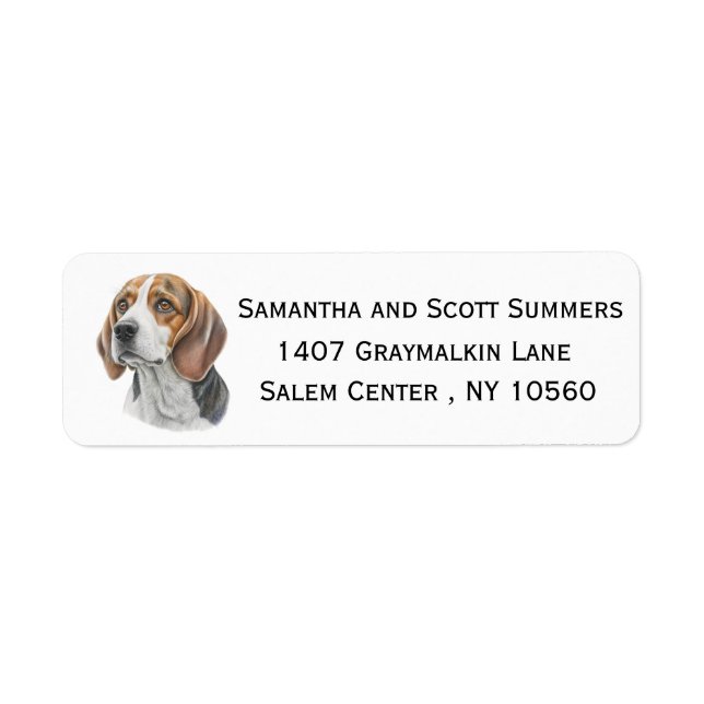 Watercolor Beagle Dog  Label (Front)