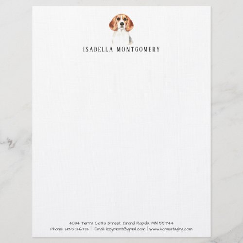 Watercolor Beagle Dog Letterhead