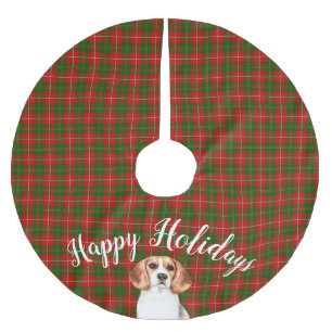 Watercolor Beagle Dog Personalized Brushed Polyester Tree Skirt