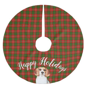 Watercolor Beagle  Dog Personalized   Brushed Polyester Tree Skirt