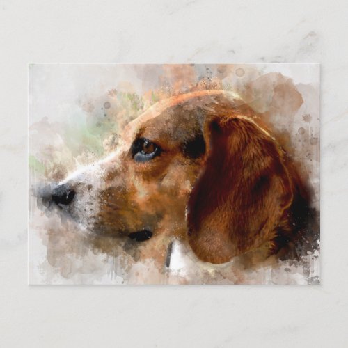 Watercolor Beagle Dog Postcard