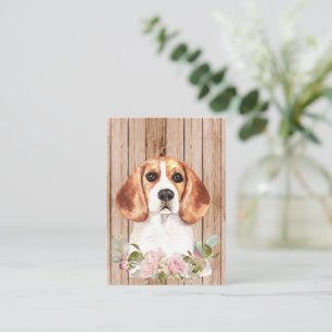 Watercolor Beagle & Flowers Note Card