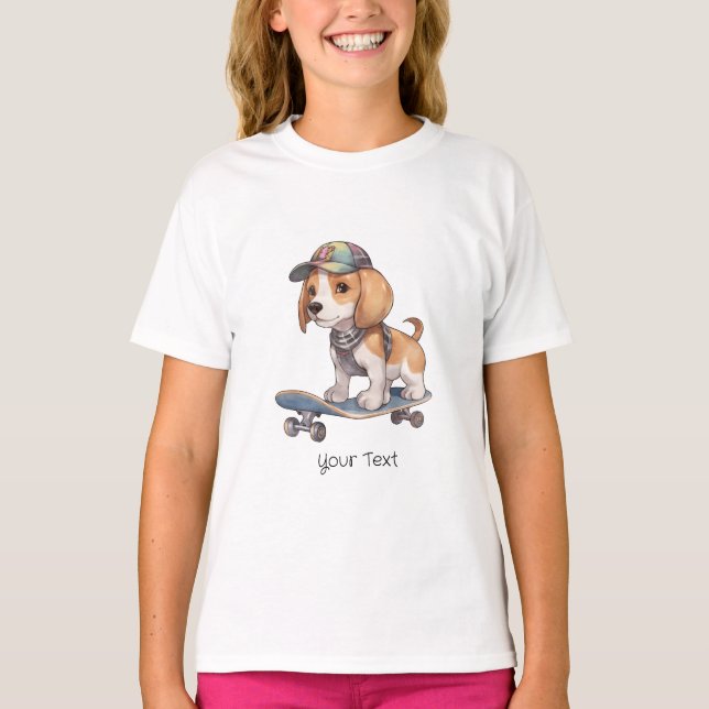 Watercolor Beagle Girl T-Shirt (Front)