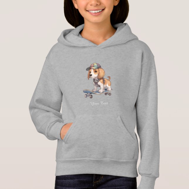 Watercolor Beagle Kids Pullover Hoodie (Front)