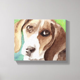 watercolor Beagle Portrait Canvas Print