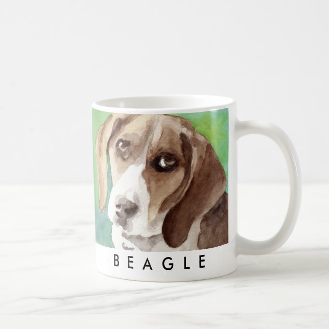 watercolor Beagle Portrait Coffee Mug (Right)