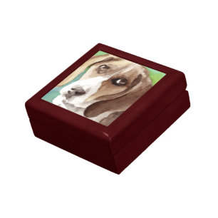 watercolor Beagle Portrait Jewelry Box