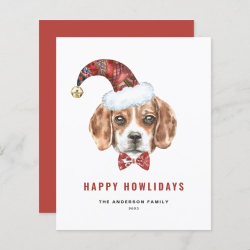 Watercolor Beagle Santa Happy Howlidays Card