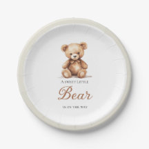 Watercolor Bear Baby Shower Plates