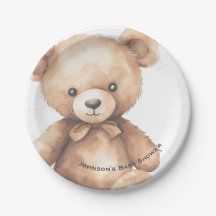 Watercolor Bear Baby Shower Plates