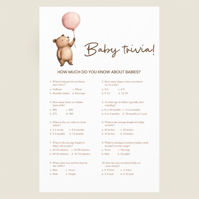 Watercolor Bear Baby Trivia Game  Flyer (Creator Uploaded)