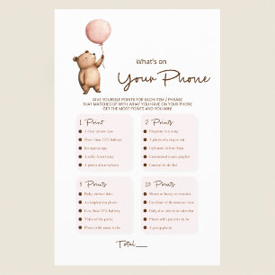 Watercolor bear balloon baby shower game flyer