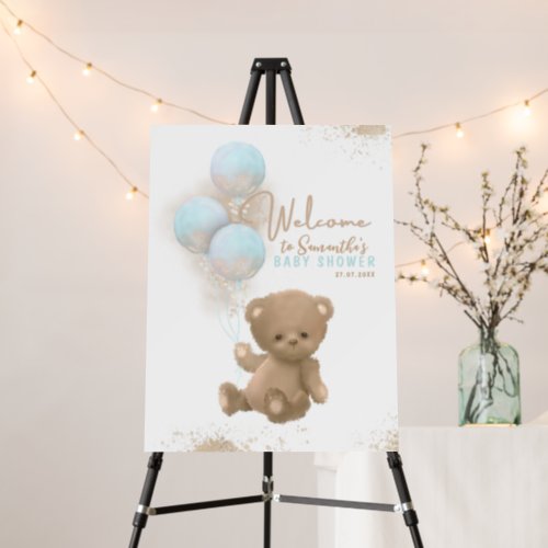Watercolor bear  balloon baby shower Welcome Foam Board