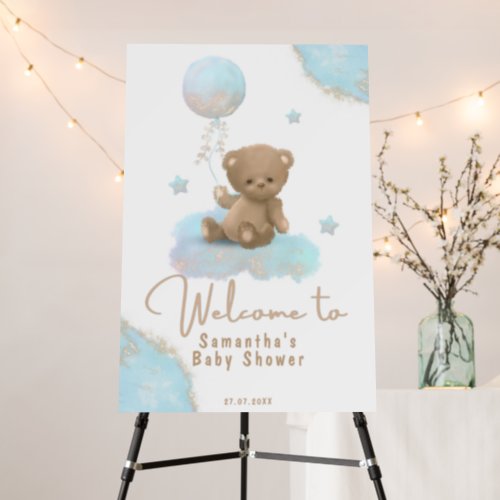 Watercolor bear  balloon baby shower Welcome Foam Board