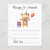 Watercolor bear birthday time capsule message (Front)
