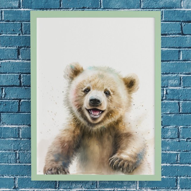Watercolor Bear Cub Nursery Woodland Animal Poster (Creator Uploaded)