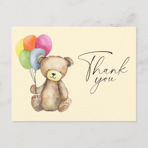 Watercolor Bear elegant  Thank You Card