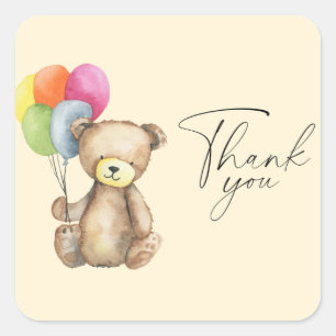Watercolor Bear elegant Thank You Square Sticker