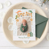 Watercolor Bear Family New Baby Christmas Photo
