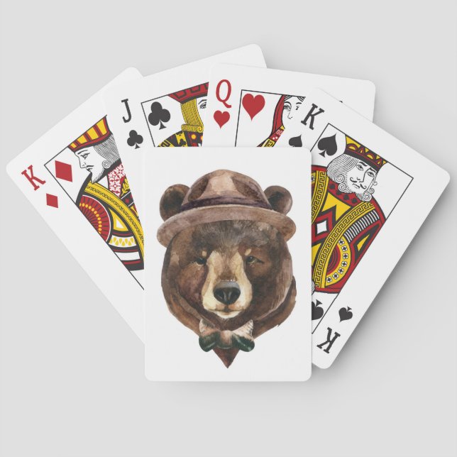 Watercolor Bear Fashion Poker Cards (Back)