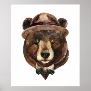 Watercolor Bear Fashion Poster