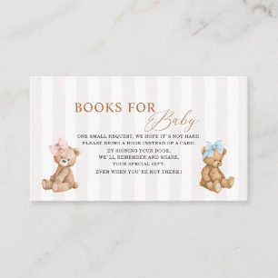 Watercolor Bear gender reveal baby shower books fo Enclosure Card