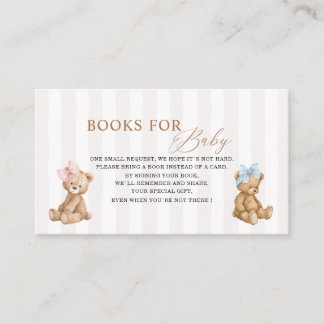 Watercolor Bear gender reveal baby shower books fo Enclosure Card