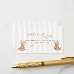  Watercolor Bear Gender Reveal baby shower diaper  Enclosure Card
