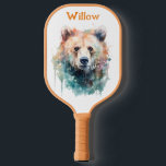 Watercolor Bear Head Modern Monogram  Pickleball Paddle<br><div class="desc">Watercolor Bear Head Modern Monogram Pickleball Paddle This modern pickleball paddle design features a watercolor bear head on a white background, with your name or monogram in bold orange text for a look that is simple and stylish, yet trendy. It makes the perfect gift for Christmas, birthday, graduation, and more....</div>