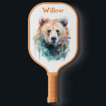 Watercolor Bear Head Modern Monogram  Pickleball Paddle<br><div class="desc">Watercolor Bear Head Modern Monogram Pickleball Paddle This modern pickleball paddle design features a watercolor bear head on a white background, with your name or monogram in bold orange text for a look that is simple and stylish, yet trendy. It makes the perfect gift for Christmas, birthday, graduation, and more....</div>