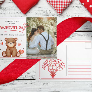 Watercolor Bear Photo Template Valentine's Day Postcard