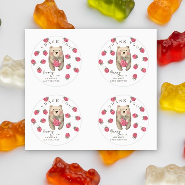 Watercolor bear - thank you beary much classic round sticker (Creator Uploaded)
