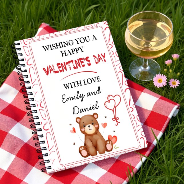 Watercolor Bear Valentine's Day Cute Personalized  Notebook (Watercolor Bear Valentine's Day Cute Personalized Notebook)