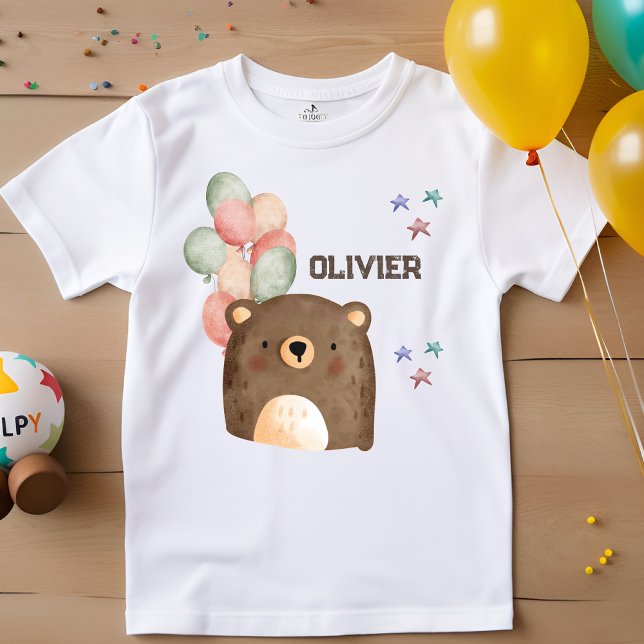 watercolor bear with balloons Kid's T-shirt (Creator Uploaded)