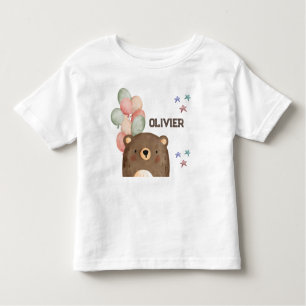 watercolor bear with balloons Toddler T-shirt