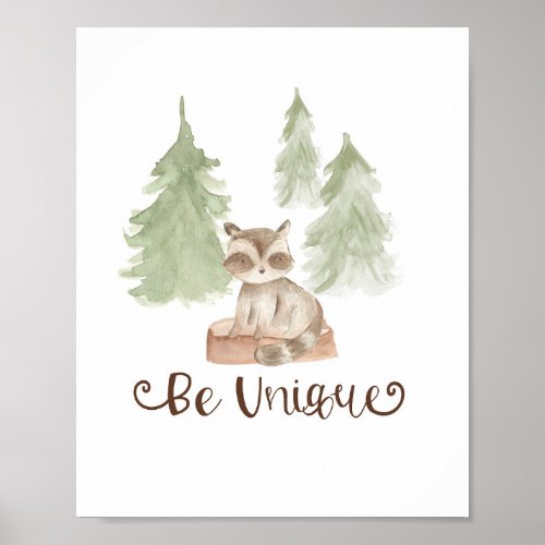 Watercolor Bear Woodland Friends Be Unique Nursery Poster