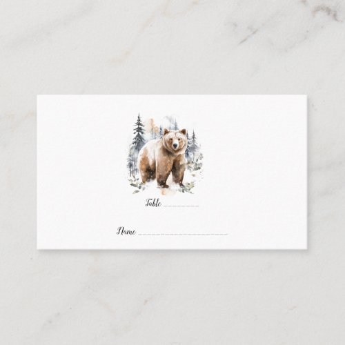Watercolor Bear Woodland illustration Baby Shower  Place Card