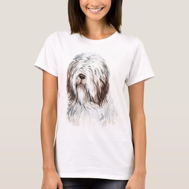 Watercolor Bearded Collie T-Shirt (Front)