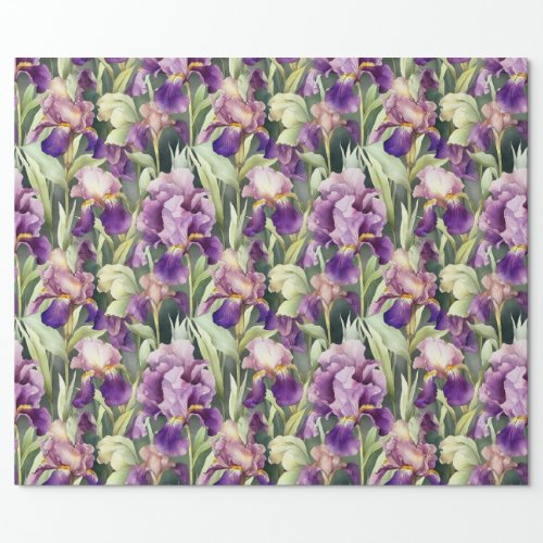 Watercolor Bearded Iris Wrapping Paper Roll