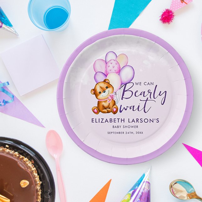 Watercolor Bearly Wait Baby Shower Paper Plates (Creator Uploaded)