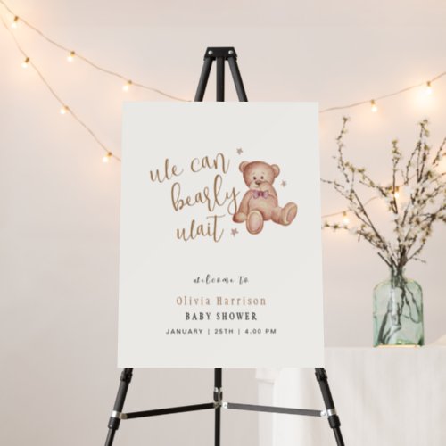 Watercolor Bearly Wait Baby Shower Welcome Sign